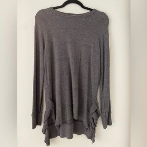 ANTHROPOLOGIE Tunic Style Shirt With Split Ruffle Hem